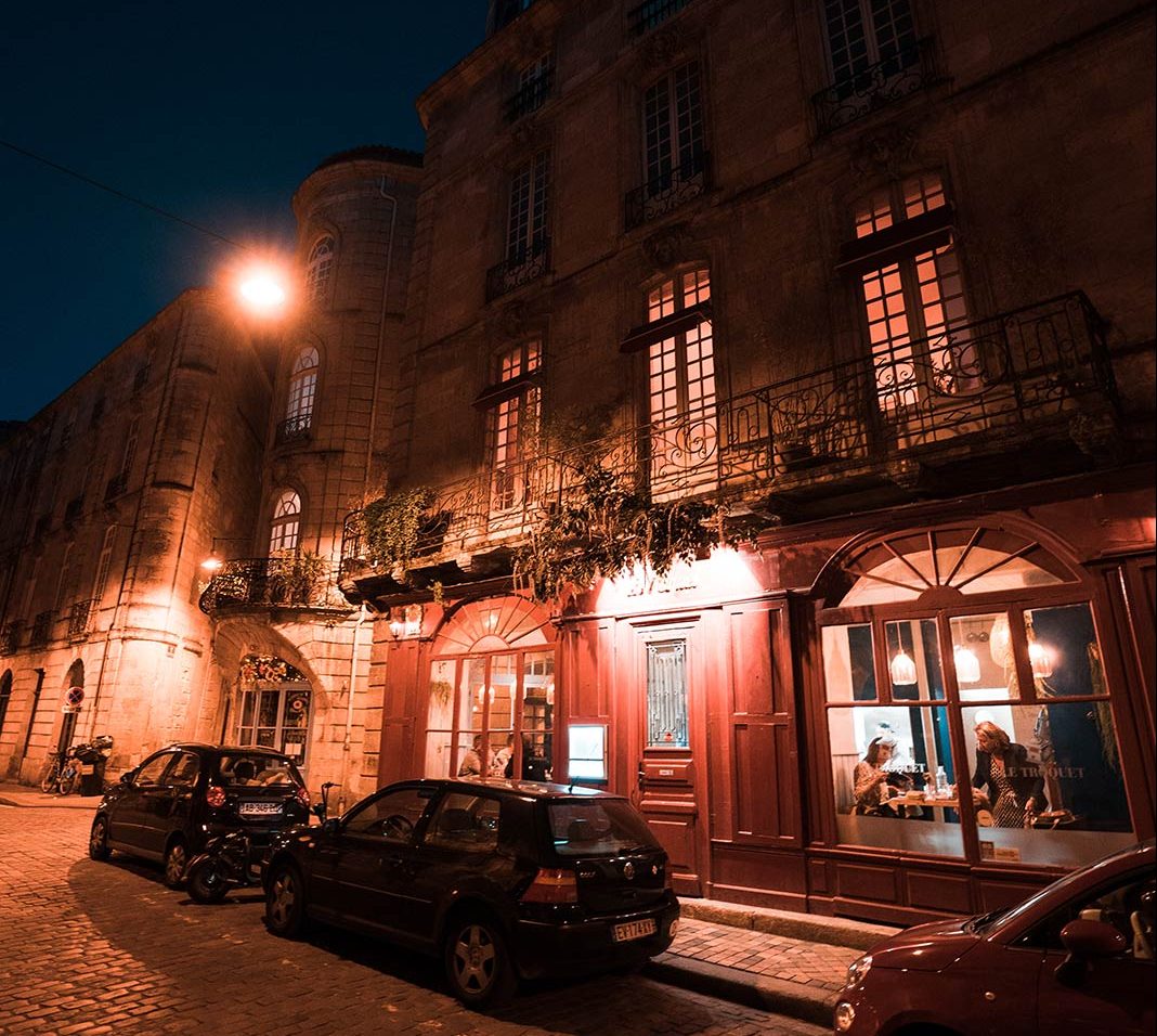 Le Troquet at night in Bordeaux, France. Incredible food & wine in Bordeaux