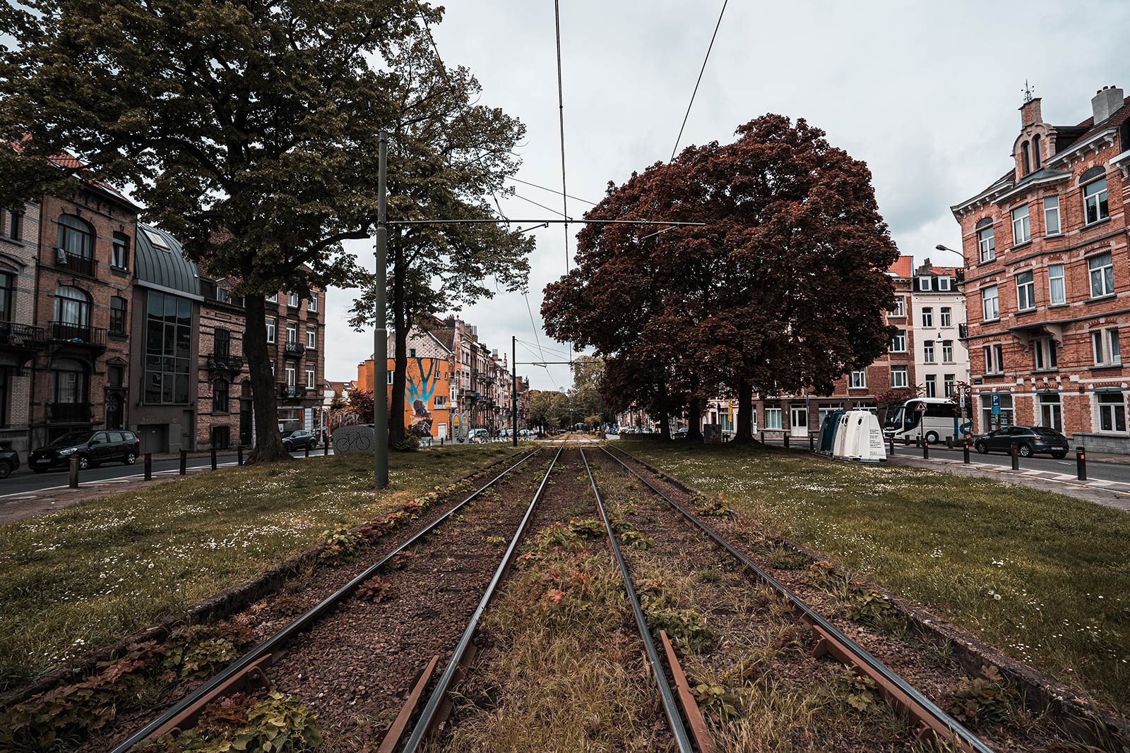 Railroad tracks in Brussels, Belgium. Visas, mussles & pis in Brussels
