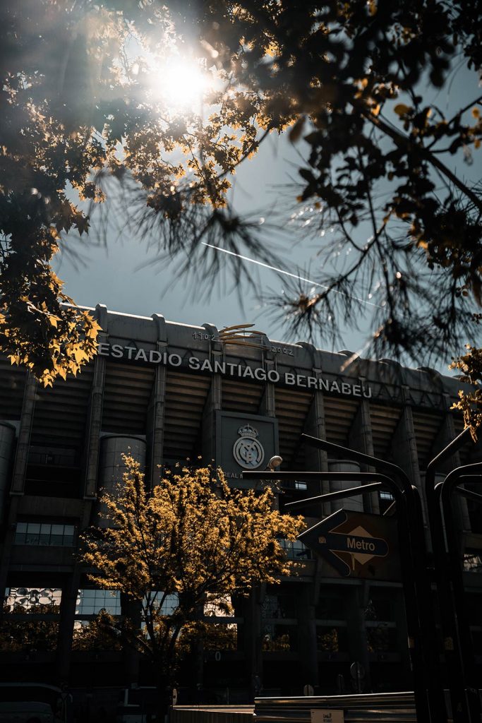Santiago Bernabéu Stadium in Madrid, Spain. Mercado de San Miguel, Madrid