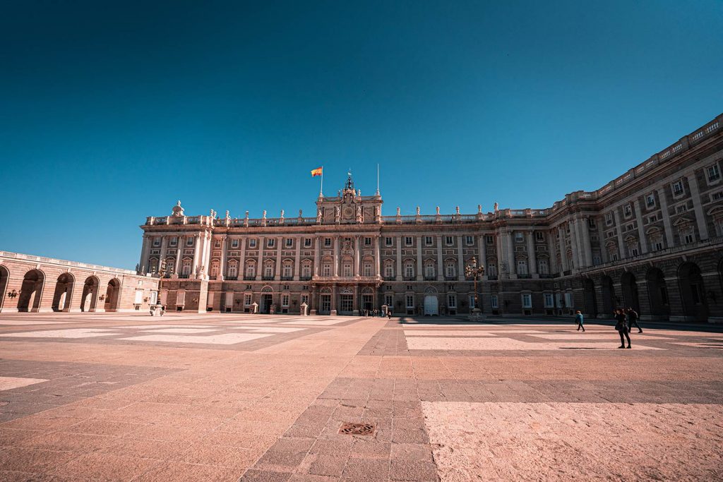 Palace in Madrid, Spain. Chasing a tour bus around Madrid