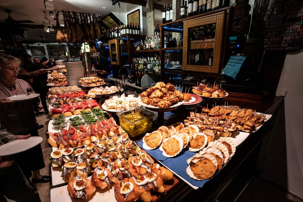 Bread and pastries on display in San Sebastian, Spain. Pintxos & exploring San Sebastian