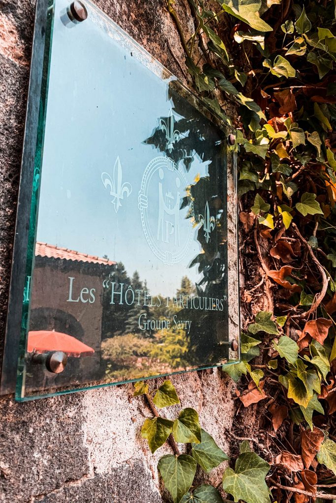 Glass sign at Chateau Varillettes in Lyon, France. The chateau of dreams