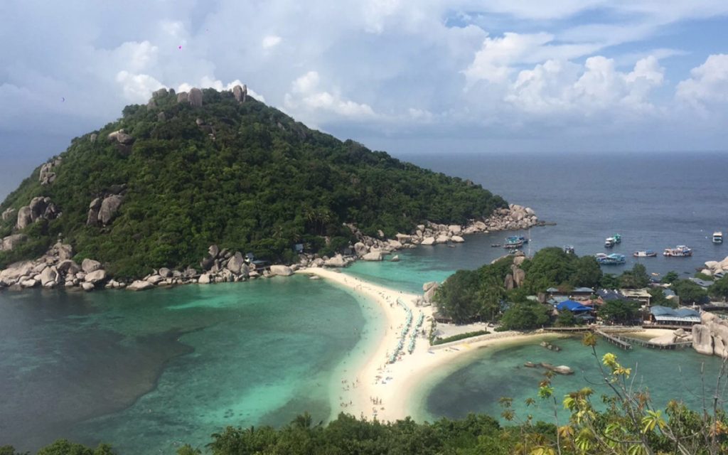 View from the top of Nangyuan Island in Koh Tao, Thailand. A GoPro to the face and Nangyuan Island, Koh Tao