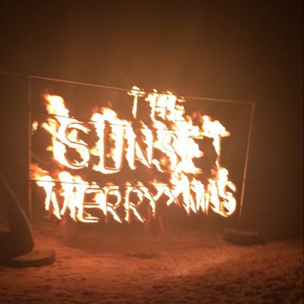 Sunset bar sign on fire in Thailand. Christmas on Koh Tao