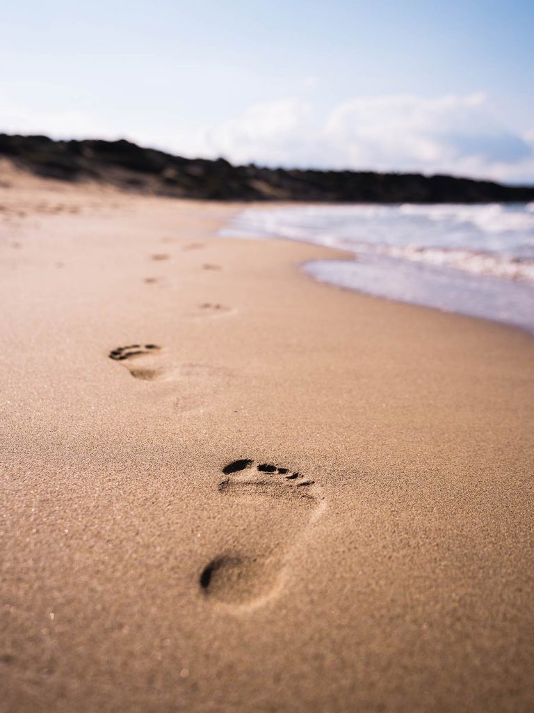 Footprints in the sand at Lara Beach in Cyprus. The best beach in Cyprus