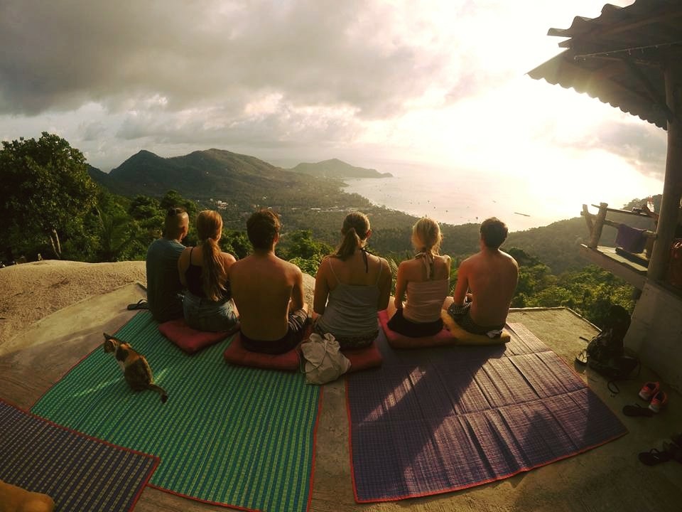 David Simpson and the gang at Mango Viewpoint in Koh Tao, Thailand. The best viewpoints in Koh Tao