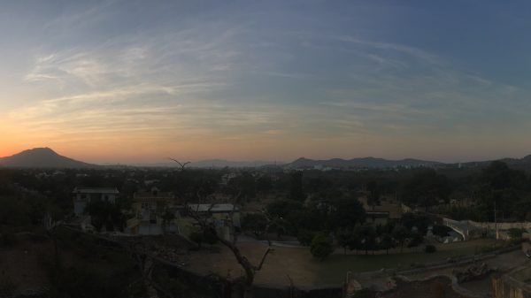 Sunset in Pushkar. Sunset and monkeys in Pushkar