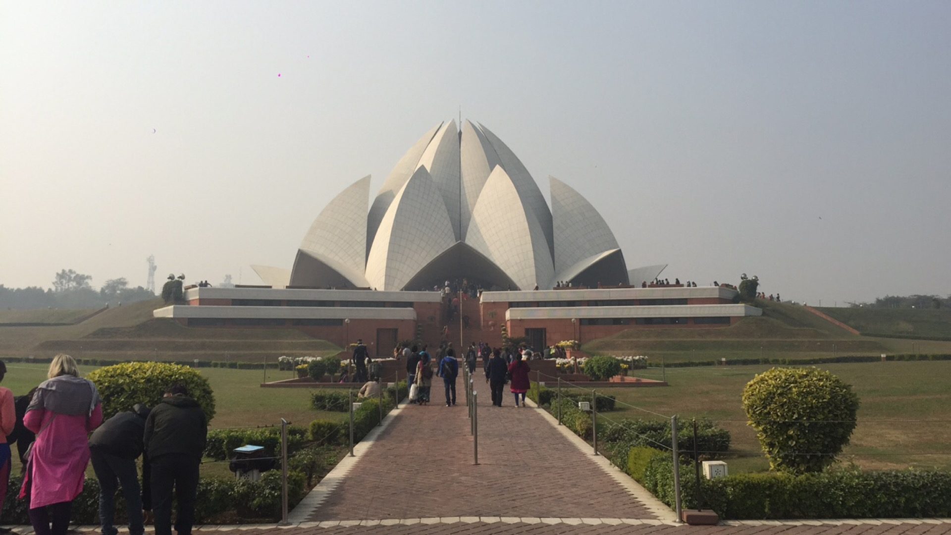 Lotus temple in India. India reflection