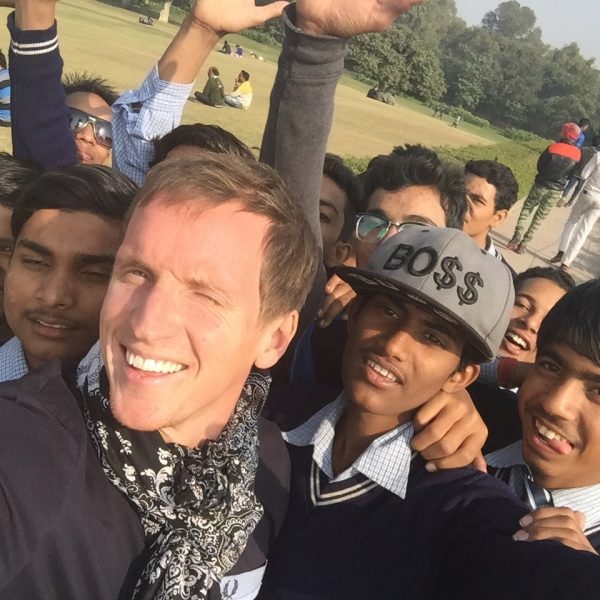 David Simpson with the locals in Delhi. A day in Delhi