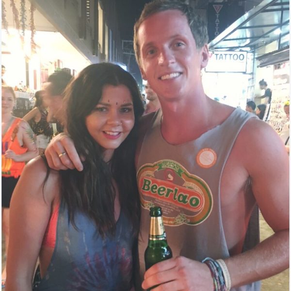 David Simpson with Chloe in Thailand. New years full moon party
