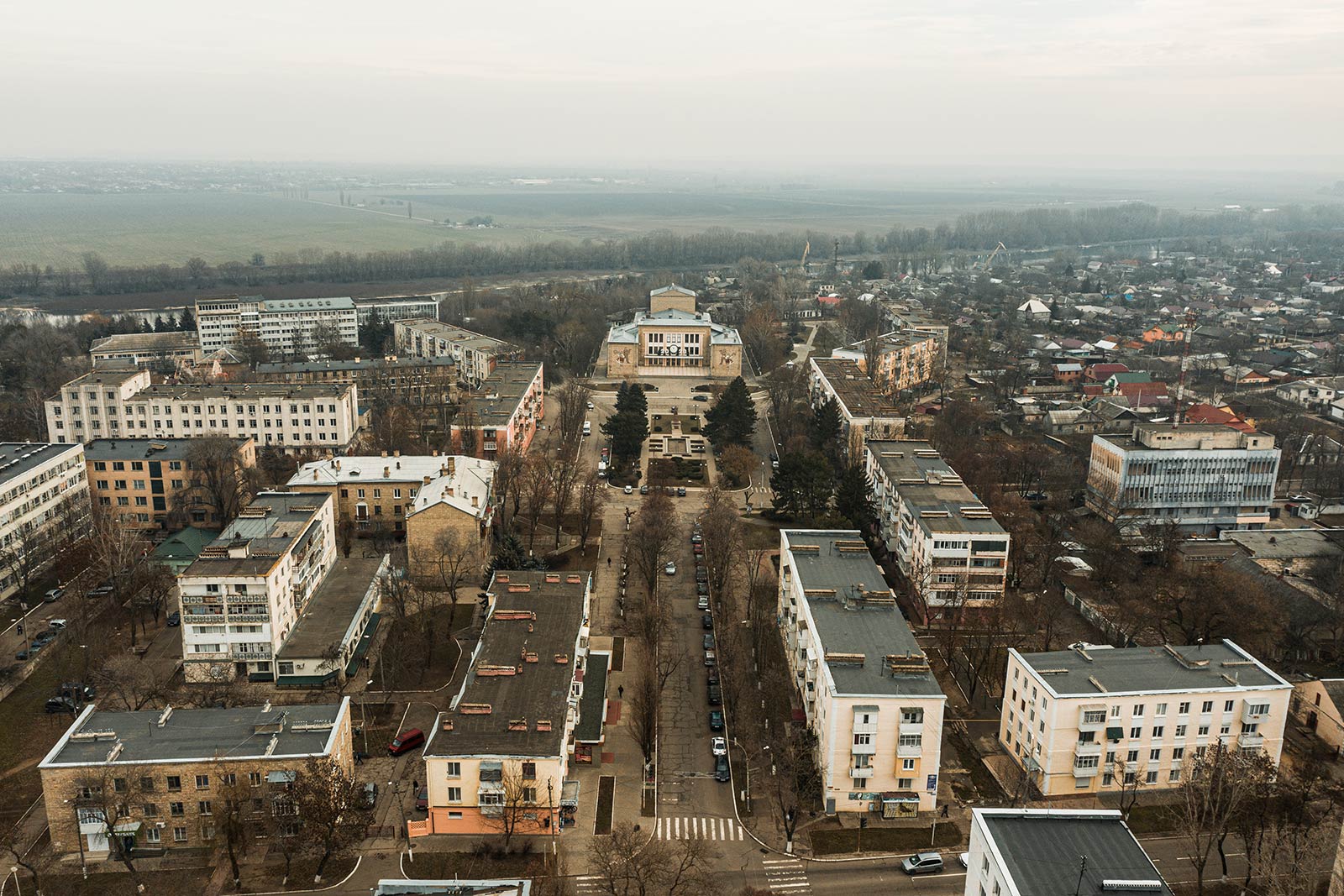 Residential buildings in Tiraspol, Transnistria. A day in Transnistria