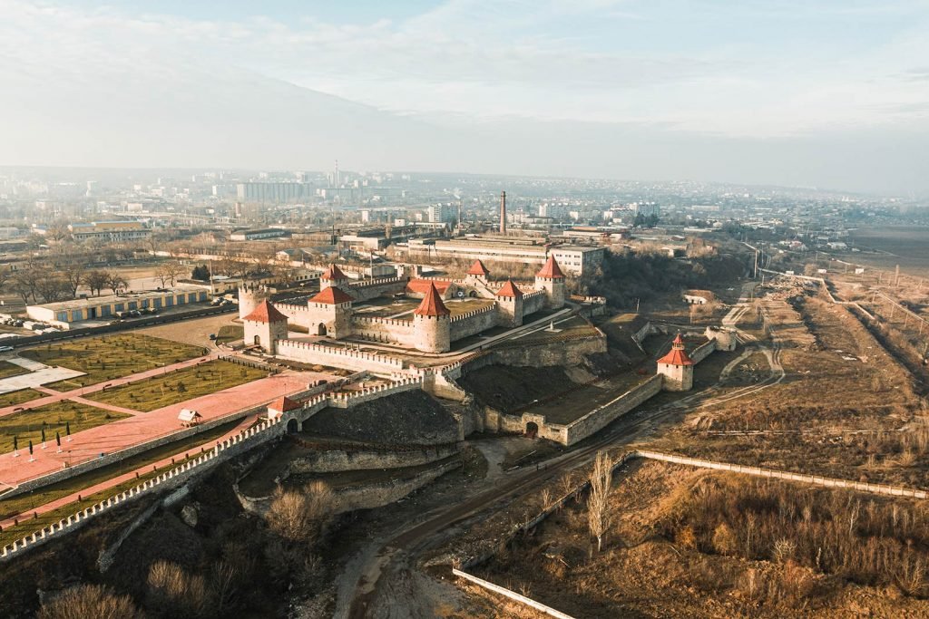Aerial view of Bendery Fortress in Transnistria. A day in Transnistria