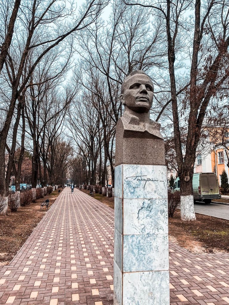 Monument of Yuri Gagarin in Tiraspol, Transnistria. A day in Transnistria