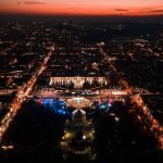 Birds eye view at night in Chisinau, Moldova. A day in Transnistria