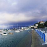 Anchored sailboats in Wellington, New Zealand. Wellington & Abel Tasman