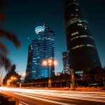 Skyscrapers in the evening at West Bay in Doha, Qatar. The best cityscape in the world