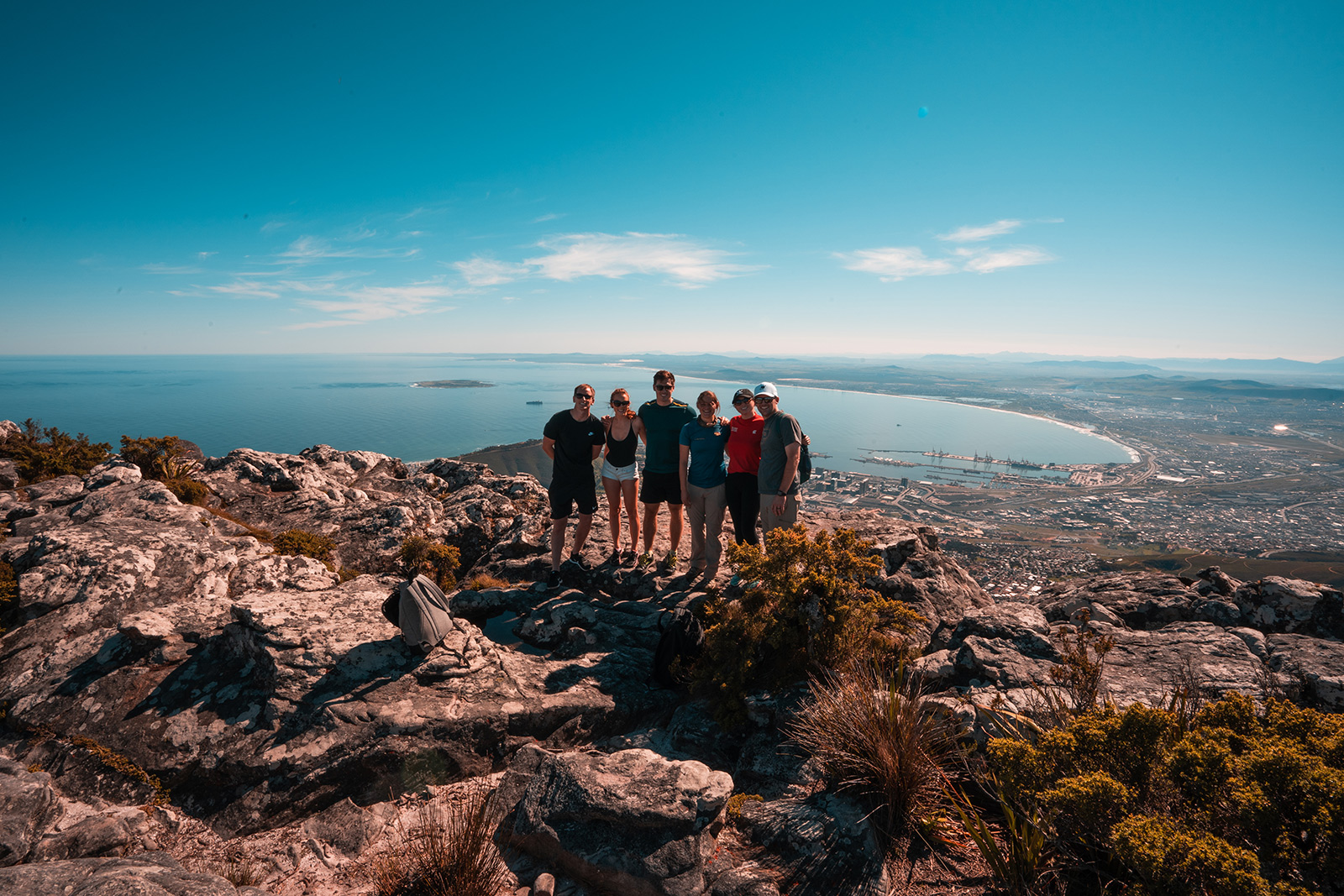 David Simpson and friends on top of Table Mountain in Cape Town, South Africa. Hiking Table Mountain