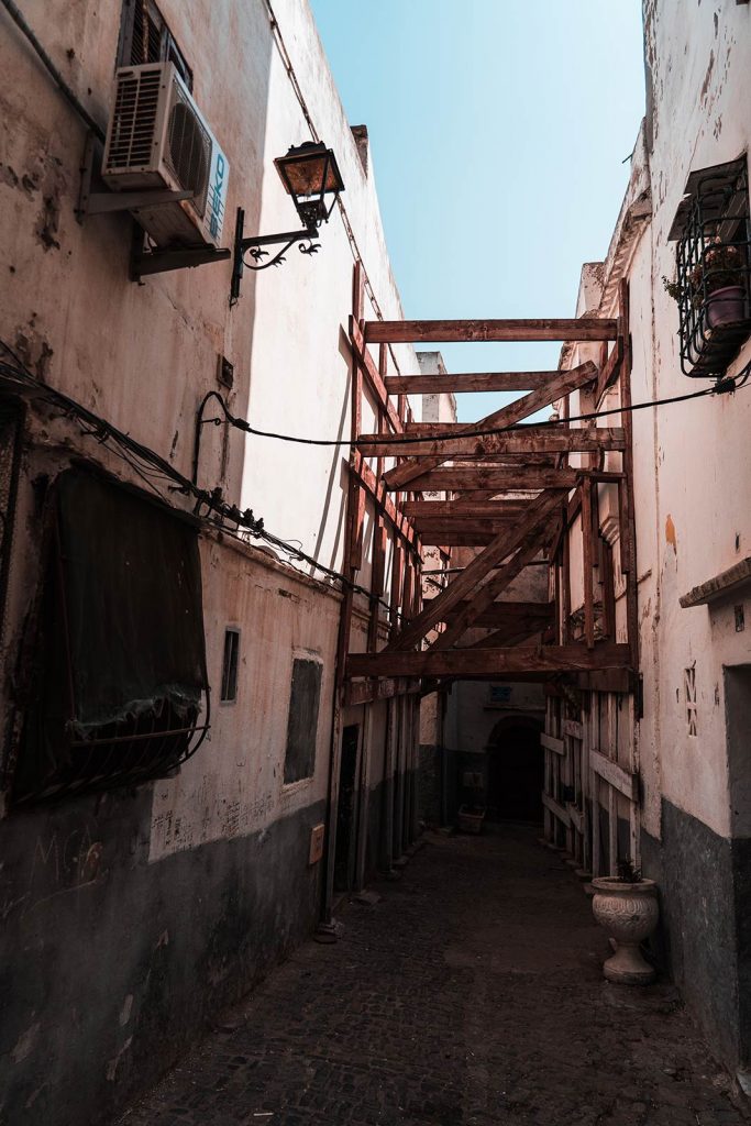 Construction at narrow path in Casbah, Algeria. The Casbah and my first run in with the Algerian law