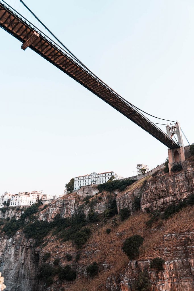Suspension Bridge at Rhummel Gorge in Constantine, Algeria. The Algeria series, reflection post