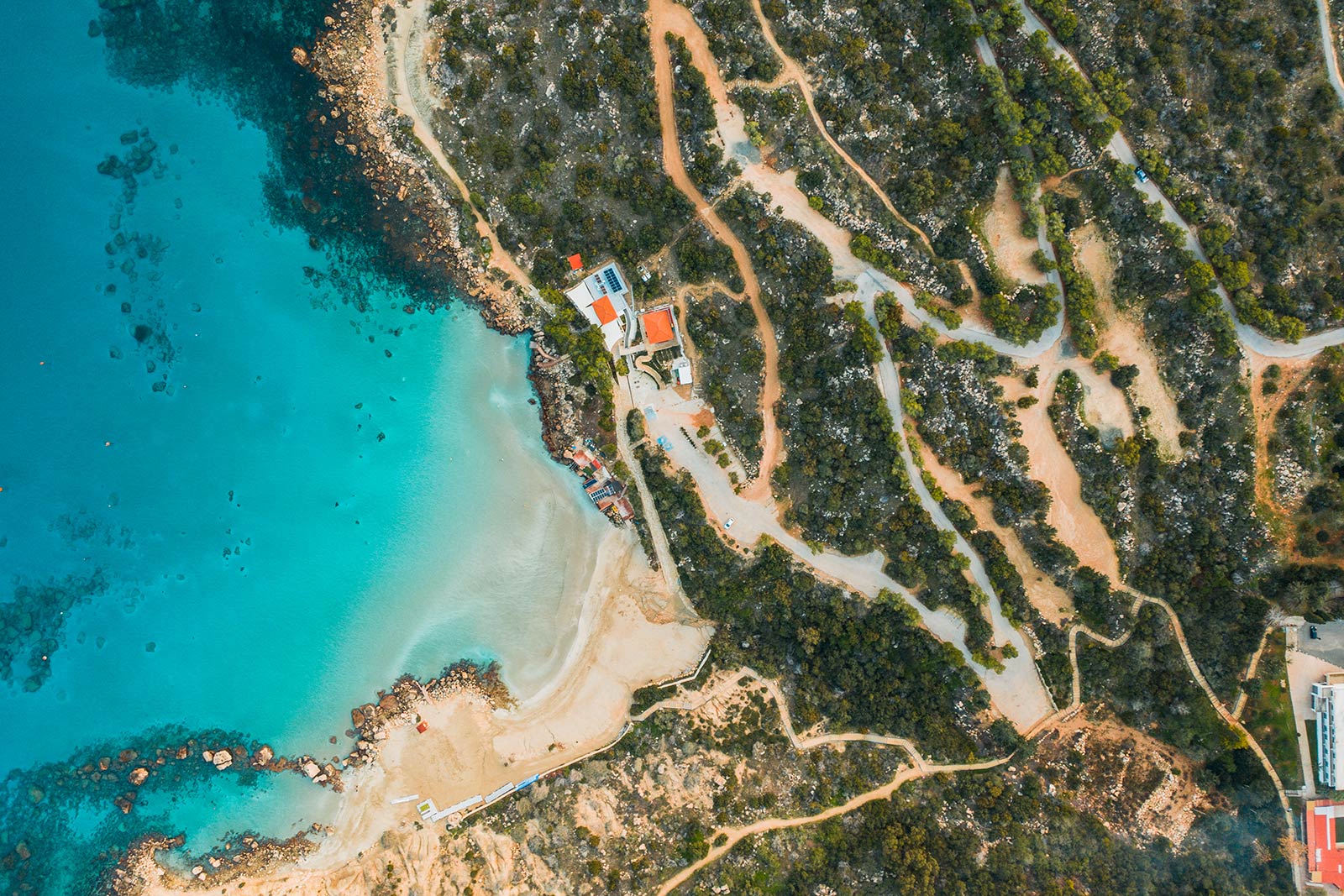 Aerial view of beach in Cyprus. A day in Northern Cyprus