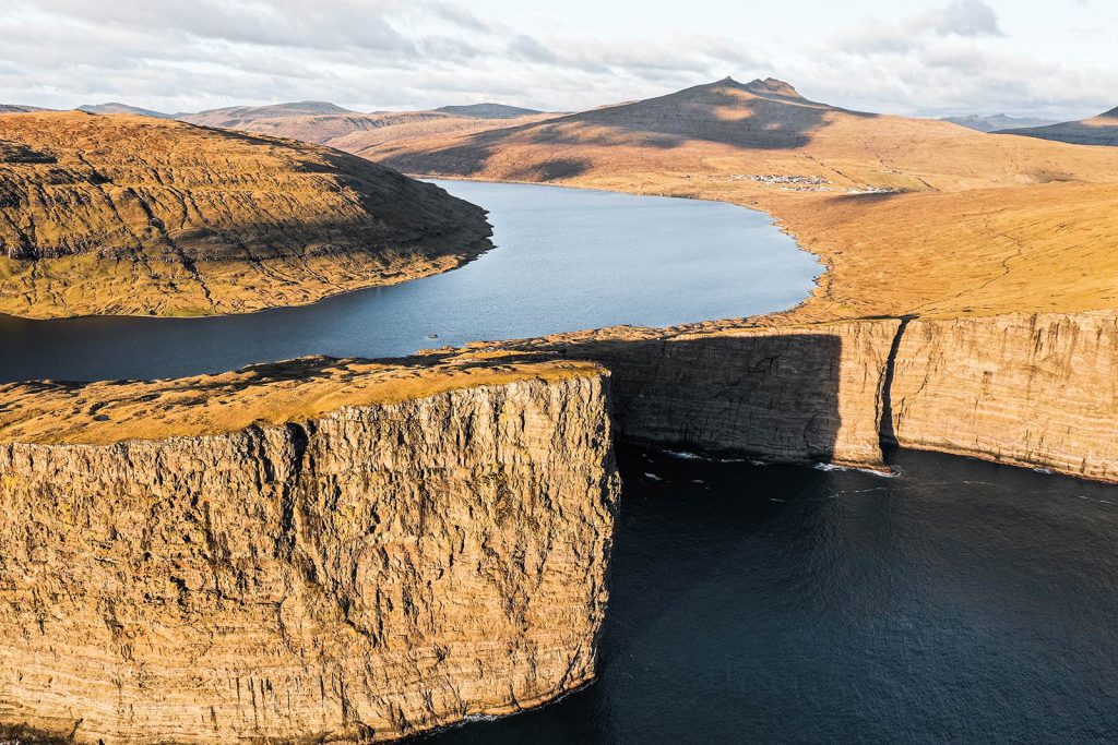 Lake Sorvagsvatn in Faroe Islands. The Nordic series, reflection post