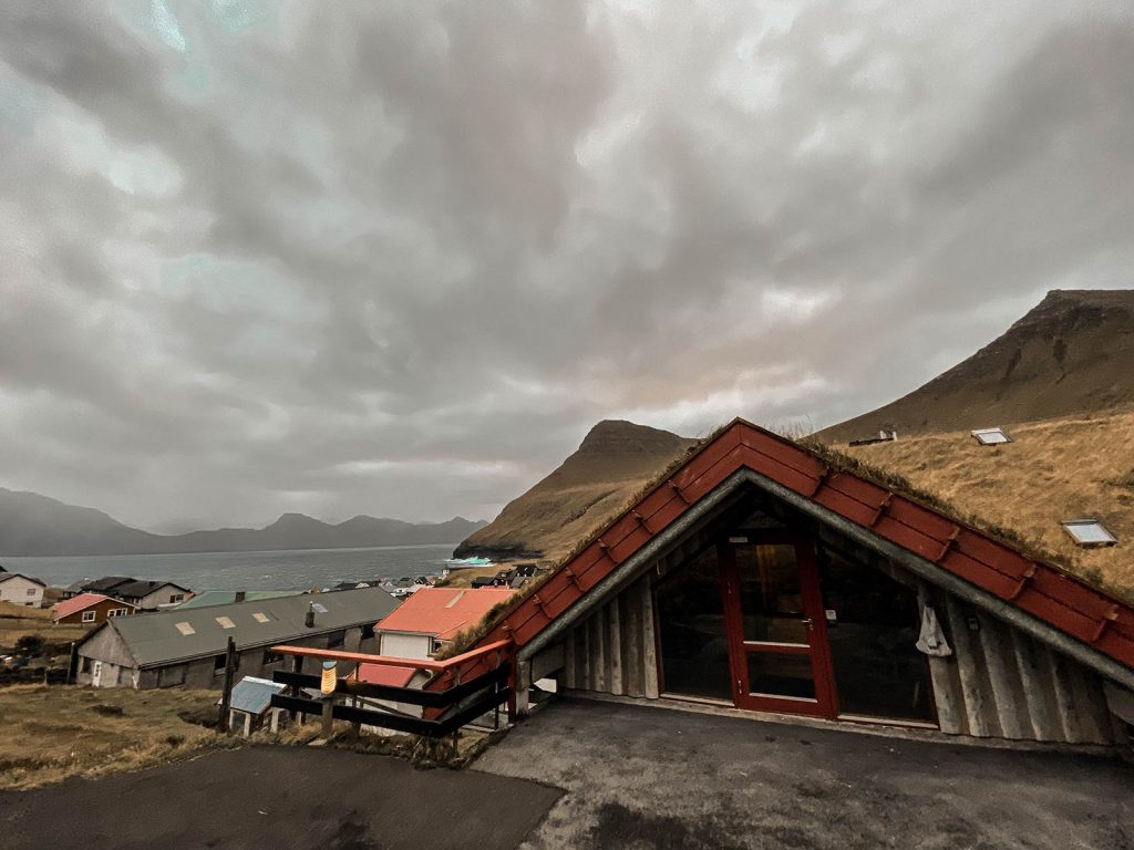 Gjaargardur Guesthouse in Faroe Islands. Getting blown off Mt Villingardalsfjall