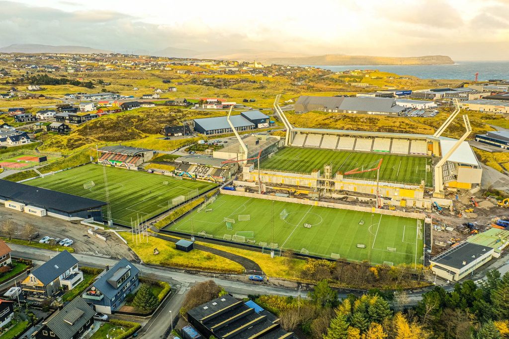 Football Stadium at Torshavn in Faroe Islands. The gem of the Faroe Islands