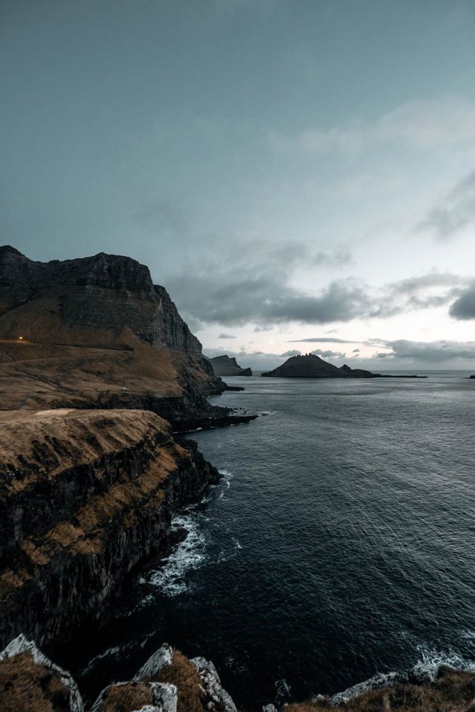 Rugged landscape at Mulafossa in Faroe Islands. The gem of the Faroe Islands
