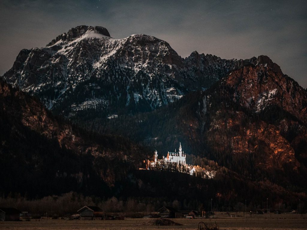 Schloss Neuschwanstein Castle in Schwangau, Germany. Fairytale castles in the Alps