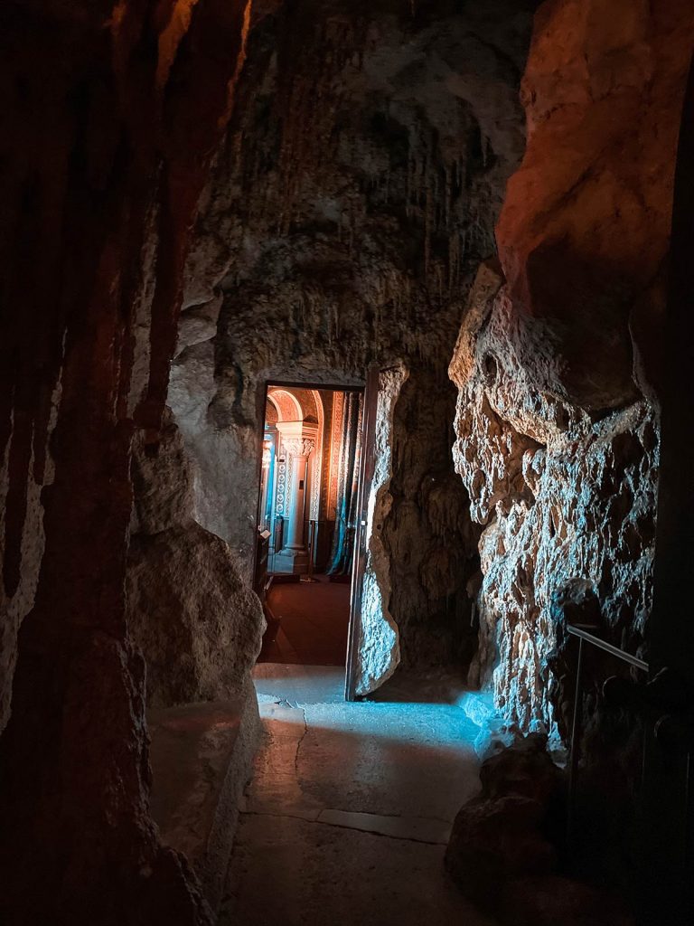 Cave passage at Schloss Neuschwanstein Castle in Schwangau, Germany. Fairytale castles in the Alps