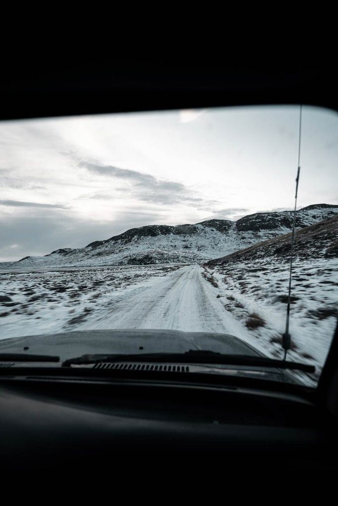 Driving by the Ice Sheet in Kangerlussuaq, Greenland. Glacier, ice sheets & The Northern Lights