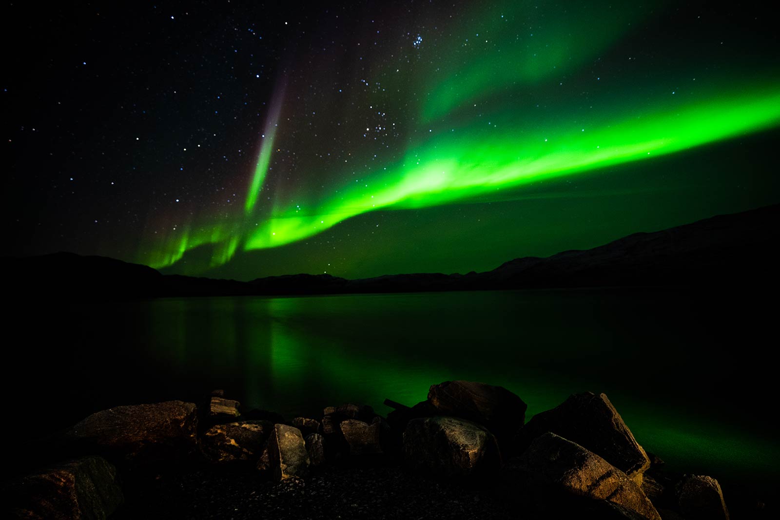 The Northern Lights in Kangerlussuaq, Greenland. Glacier, ice sheets & The Northern Lights