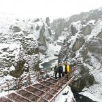 David Simpson and family at Fjaðrárgljúfur Canyon in Iceland. Waking up in a winter wonderland