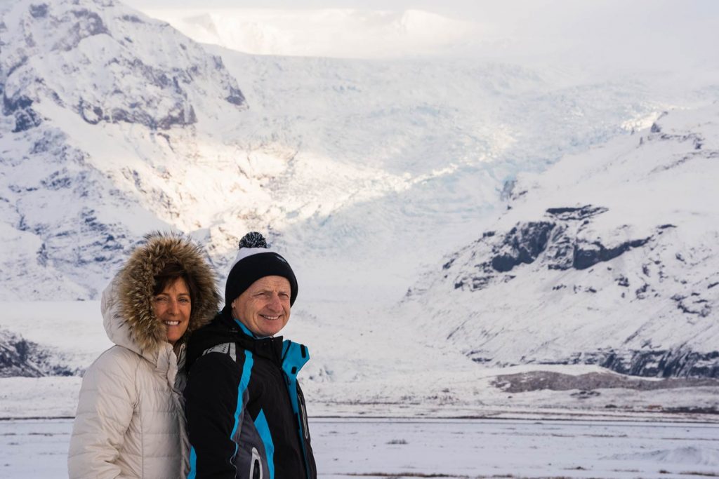 Mom and dad at Jokulsarlon Lagoon in Iceland. Waking up in a winter wonderland