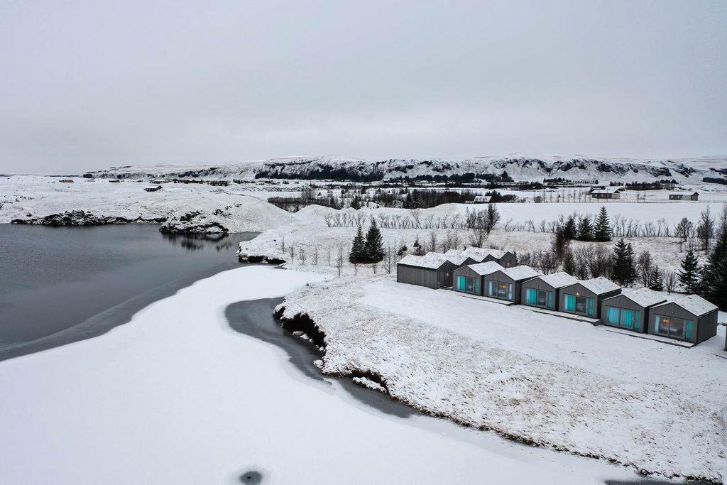 Hotel in Iceland. Waking up in a winter wonderland