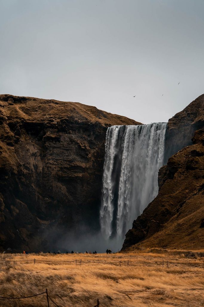 Skogafoss Waterfalls in Iceland. A day of waterfalls