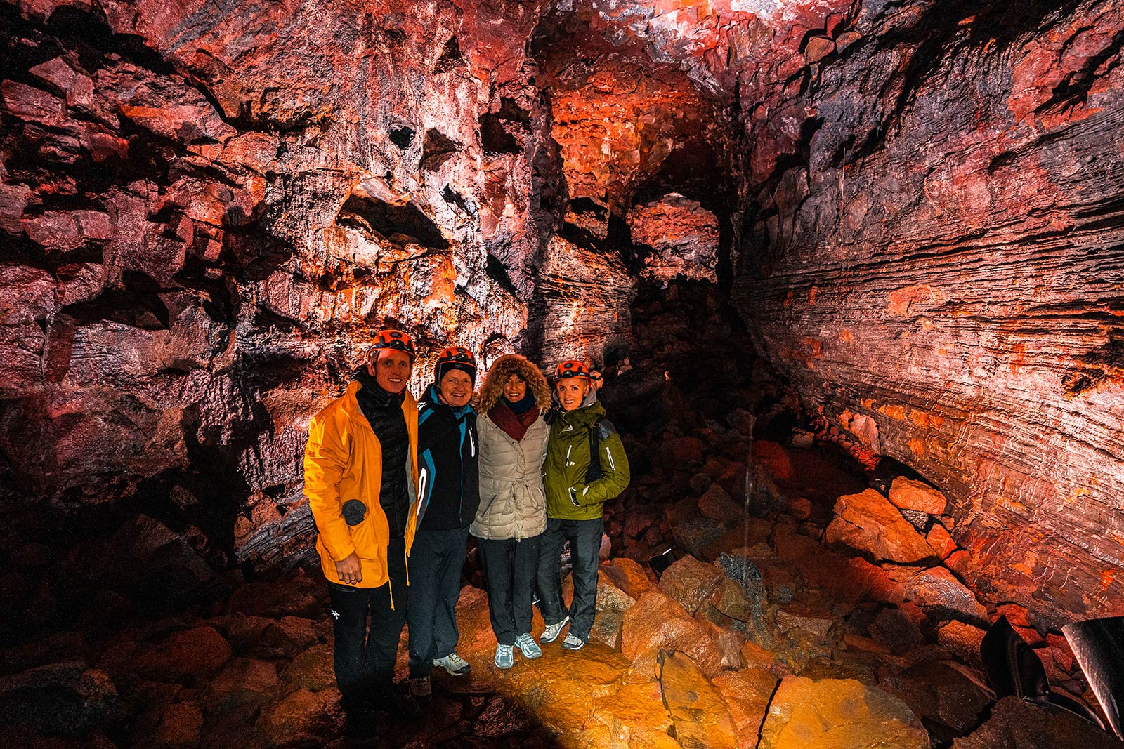 David Simpson and family exploring Raufarhólshellir Lava Tunnel in Iceland. The Nordic series, reflection post