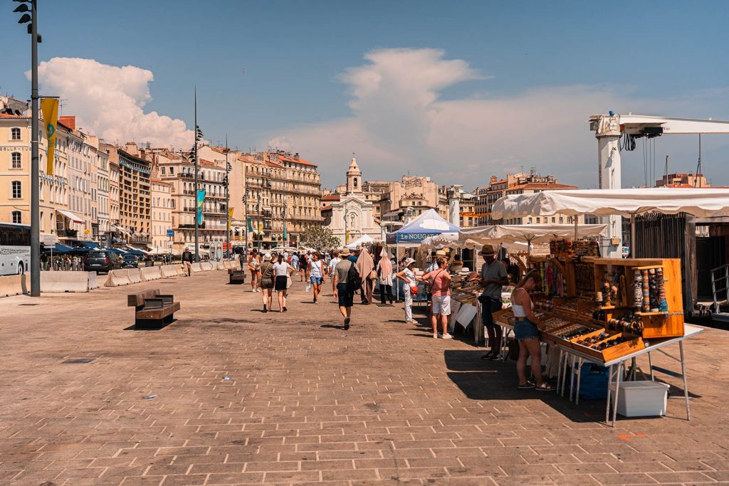 Sidewalk vendors in Marseille, France. A day in Marseille