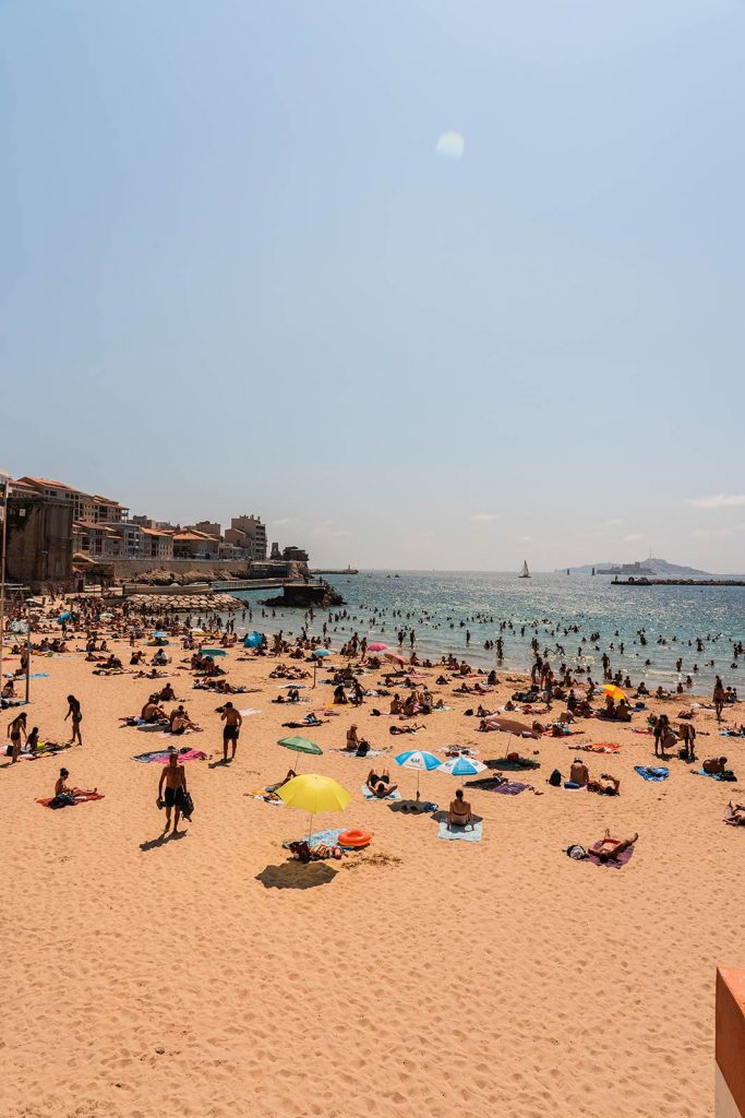 Plage des Catalans beach in Marseille, France. A day in Marseille