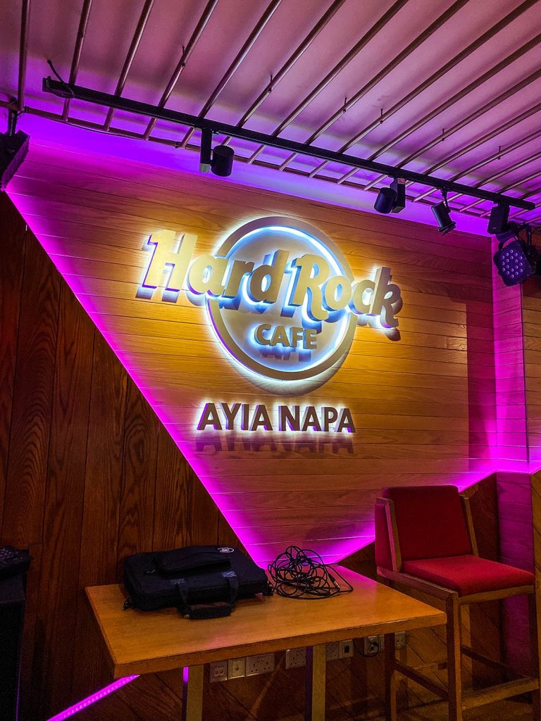 Hard Rock Café in Ayia Napa, Cyprus. Beach hopping in Cyprus