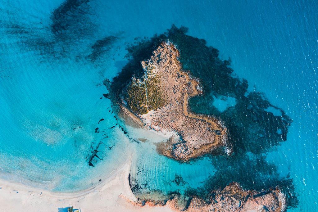 Aerial view of beach in Ayia Napa, Cyprus. Beach hopping in Cyprus