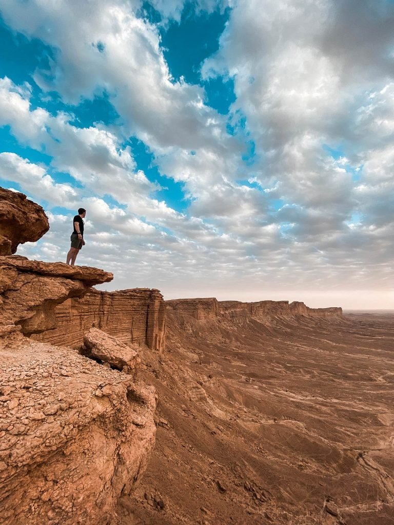 David Simpson at amphitheater in Saudi Arabia. A trip to the edge of the world