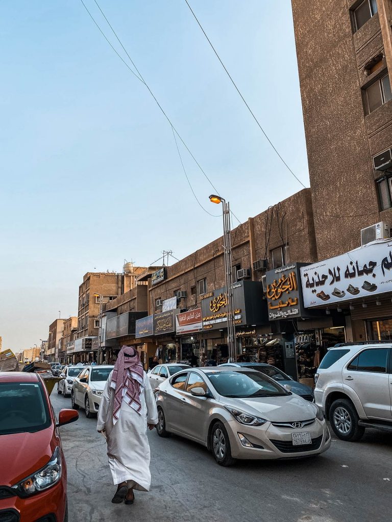 Cars and shops in Deera Square, Saudi Arabia. Chop Chop Square
