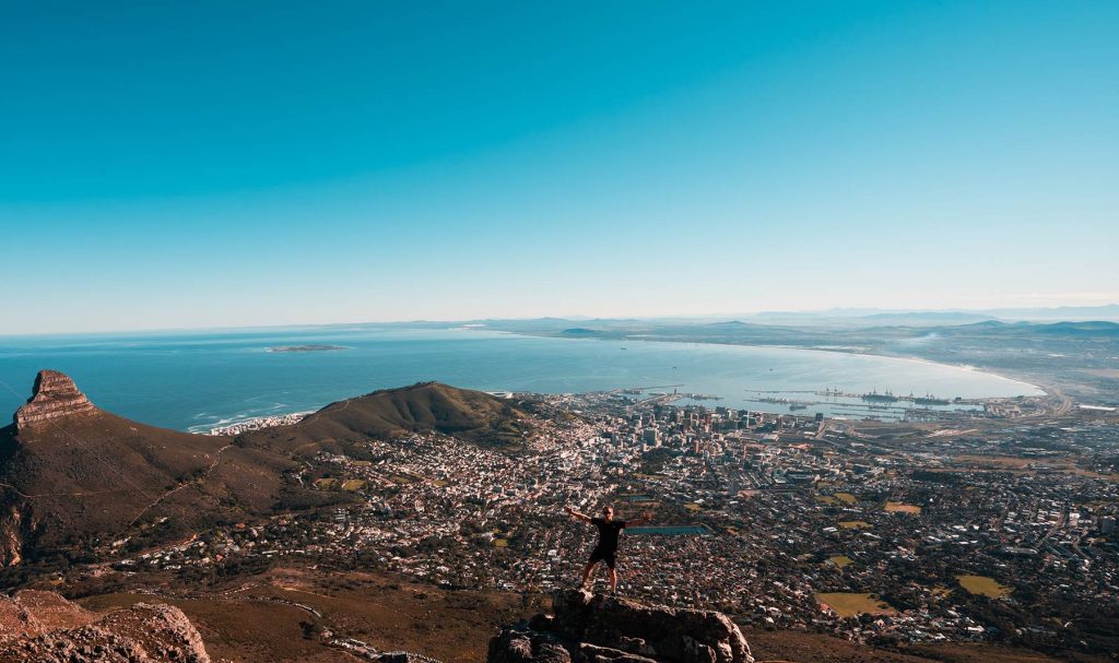 David Simpson on top of Table Mountain in Cape Town, South Africa. Hiking Table Mountain