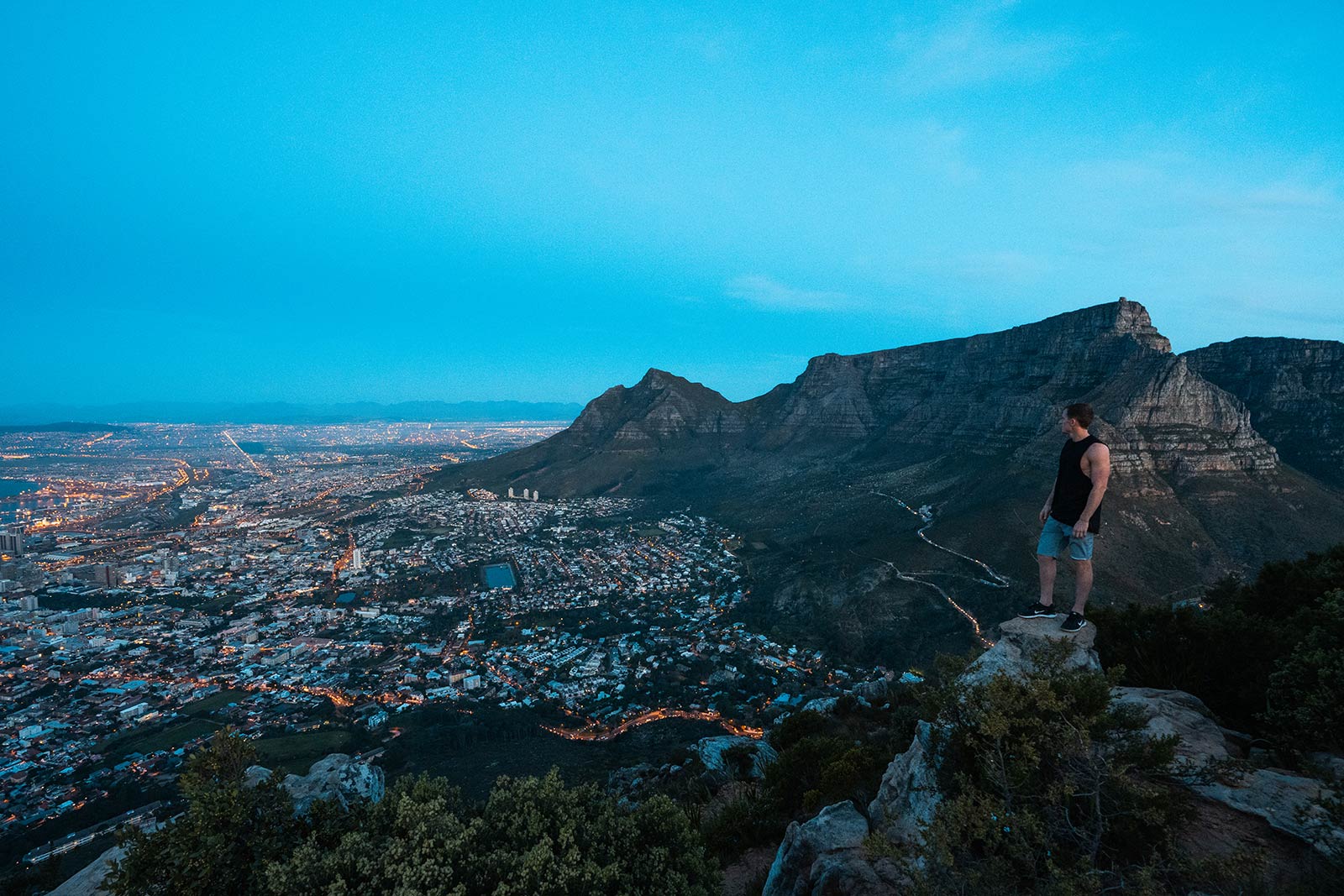 David Simpson on top of Lion's Head in Cape Town, South Africa. Running up Lion's head
