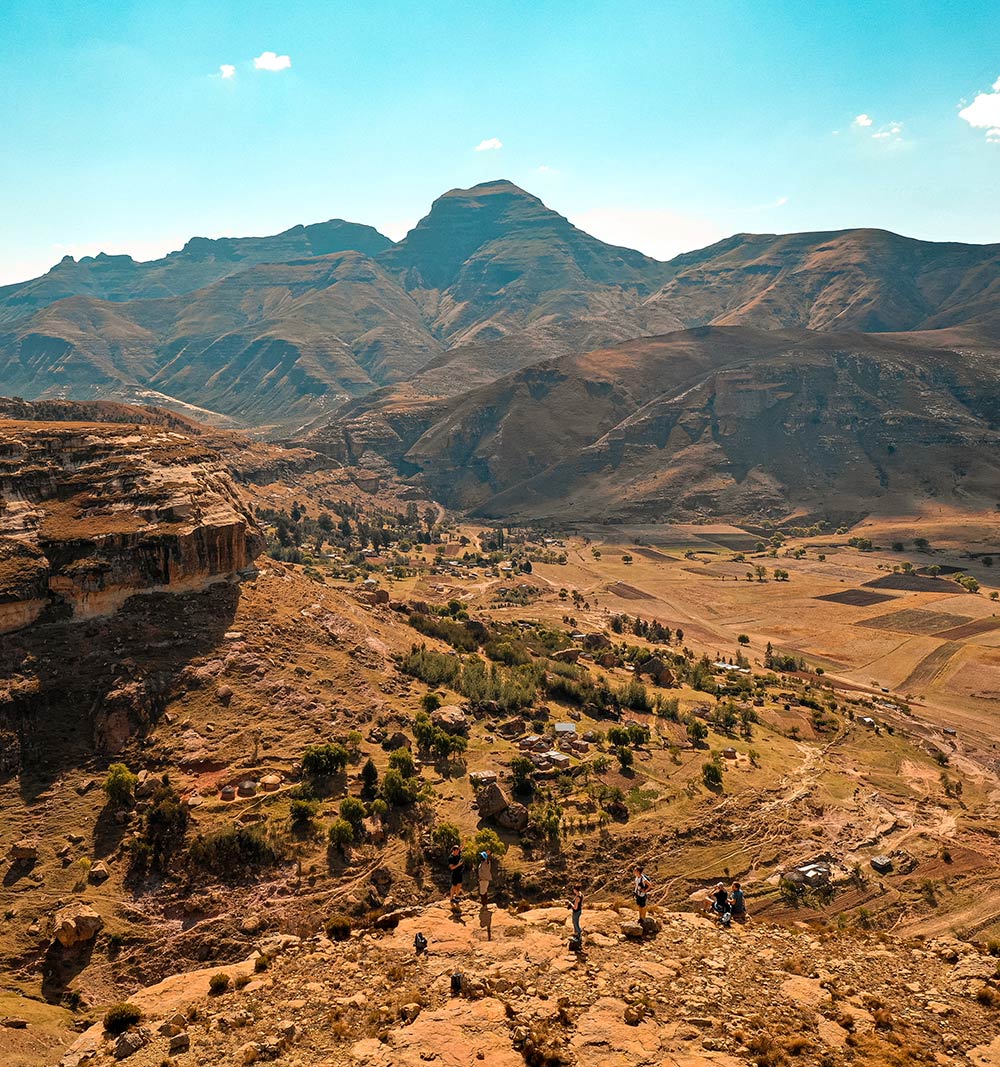 Viewpoint in Lesotho, Africa. Getting drunk with the Maasai tribe in the Drakensberg