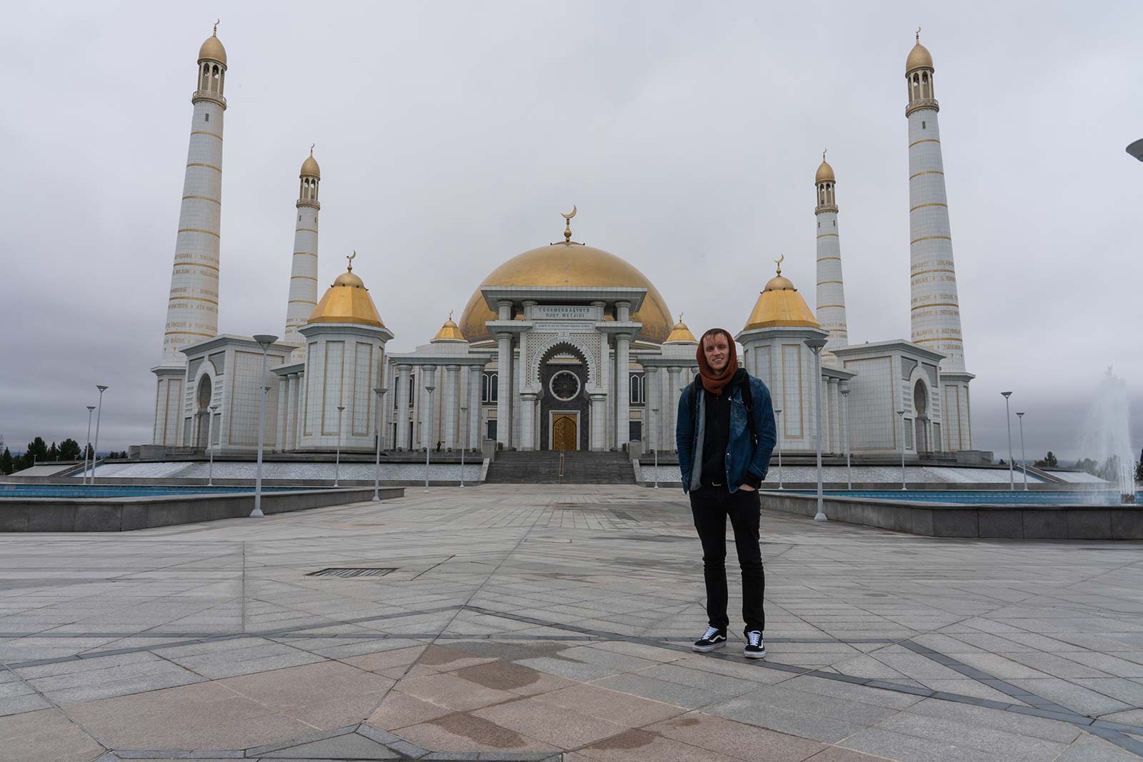 David Simpson at Ruhy Mosque in Ashgabat, Turkmenistan. A day in Ashgabat