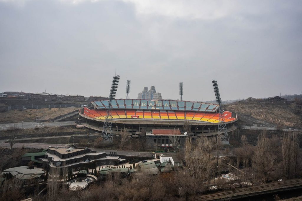 Hrazdan Stadium in Yerevan, Armenia. Exploring Yerevan