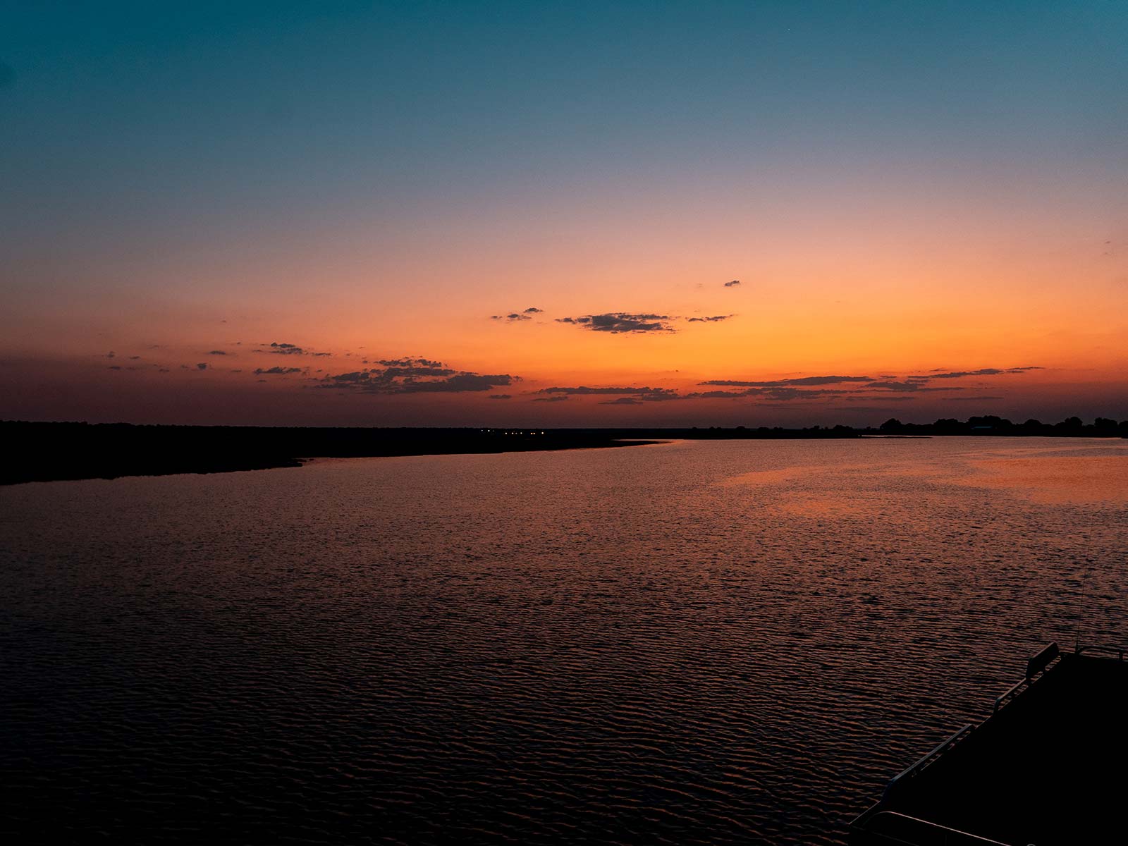 Sunset at Zambezi River in Botswana, Africa. The hunt for 100 trillion dollars