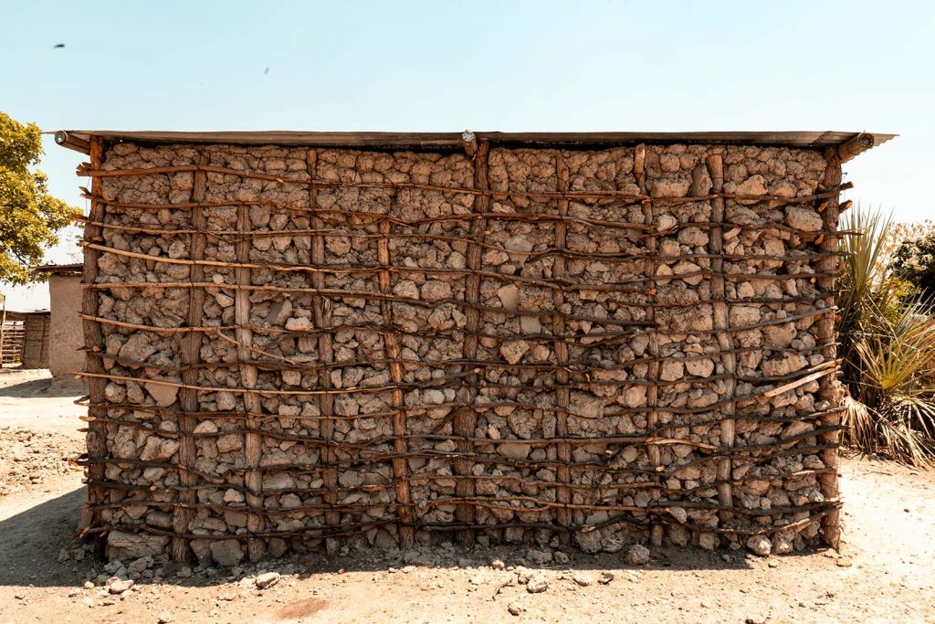 Dwelling made of stone in Namibia, Africa. Kasenu Village, Namibia